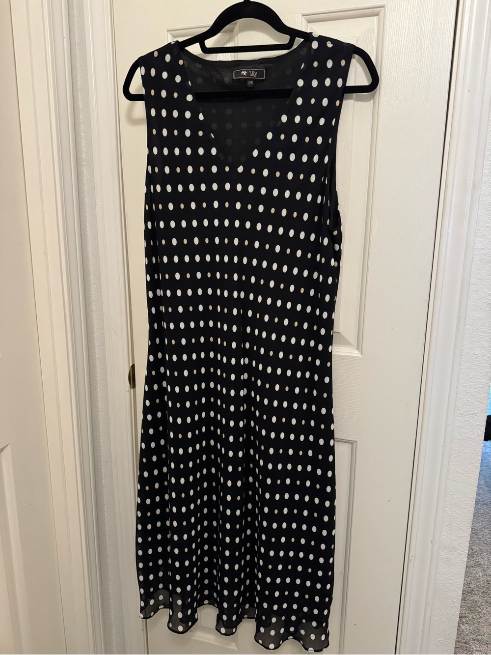 Lily Black Dress with White Polka Dots